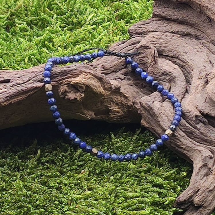 Bracelet ajustable en Lapis Lazuli - Bracelet pierre lapis lazuli