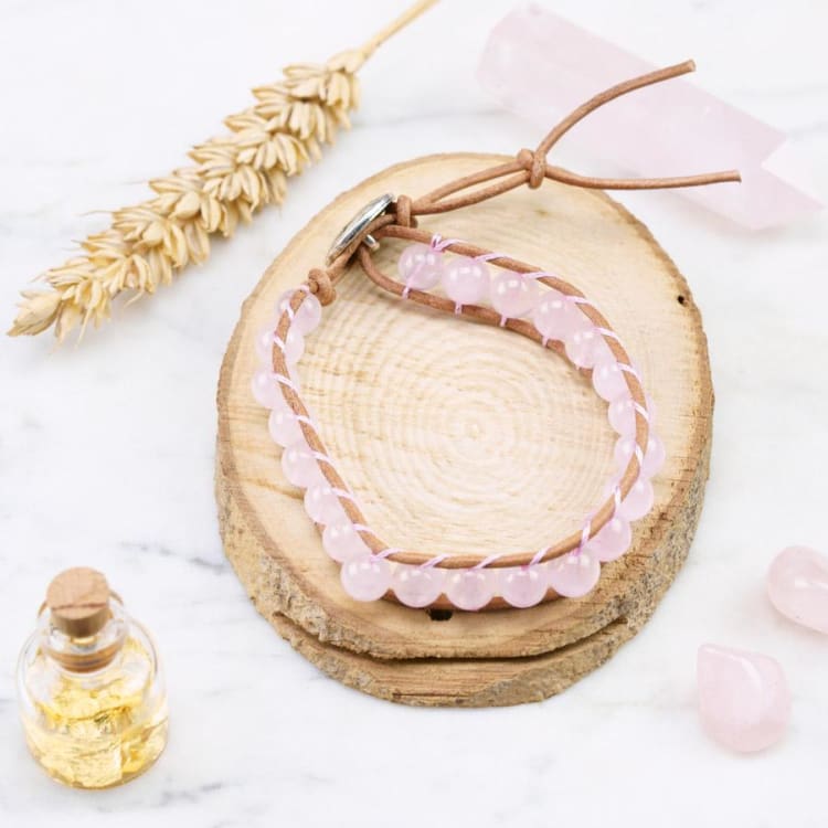 Bracelet ajustable en Quartz rose - Bracelet