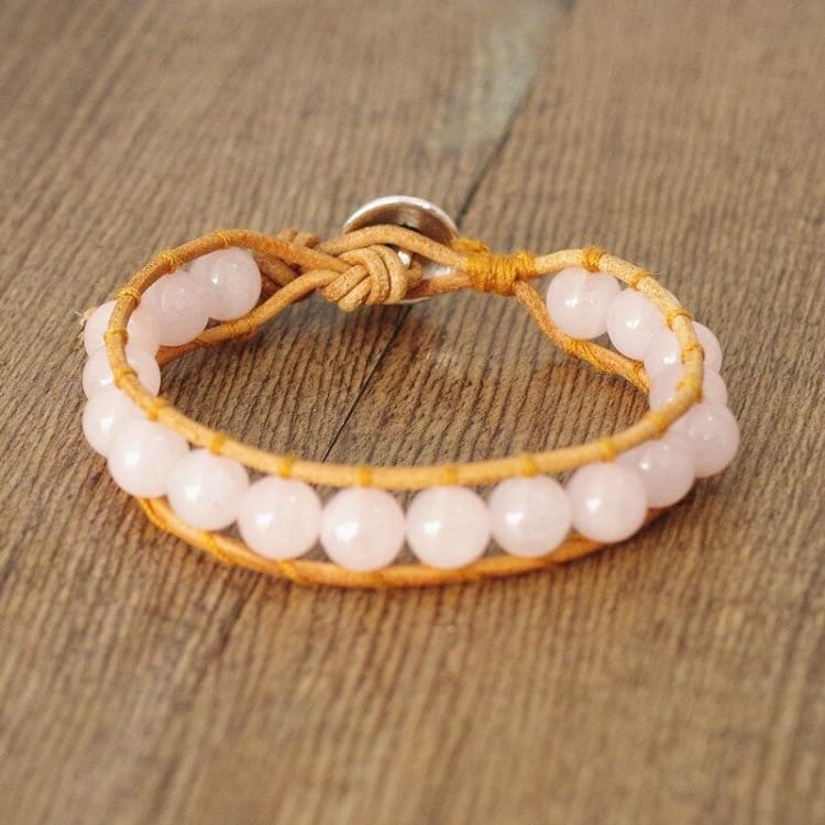 Bracelet ajustable en Quartz rose - Bracelet
