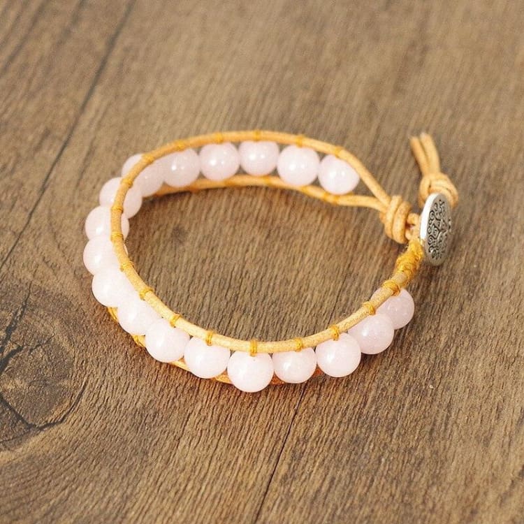 Bracelet ajustable en Quartz rose - Bracelet en quartz rose