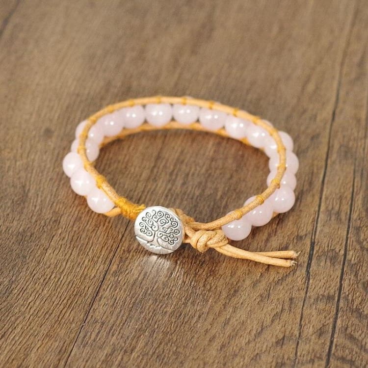 Bracelet ajustable en Quartz rose - Bracelet quartz rose