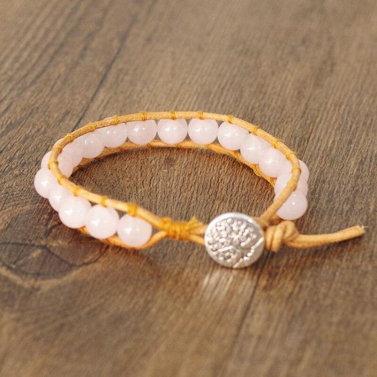 Bracelet ajustable en Quartz rose - Bracelet ajustable