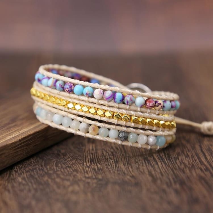 Bracelet ajustable en turquoise et amazonite - Bracelet en turquoise et amazonite