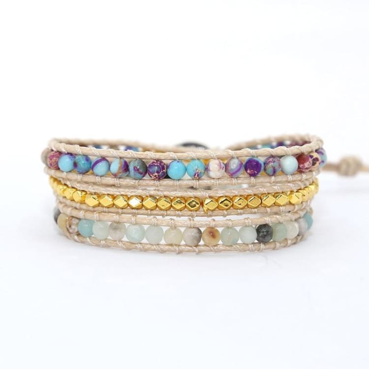 Bracelet ajustable en turquoise et amazonite - Bracelet turquoise et amazonite