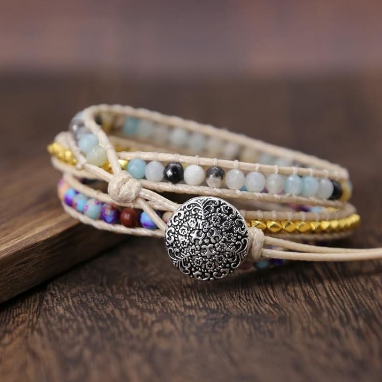 Bracelet ajustable en turquoise et amazonite - Bracelet ajustable
