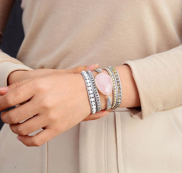 Bracelet Amour en Quartz Rose - Bracelet