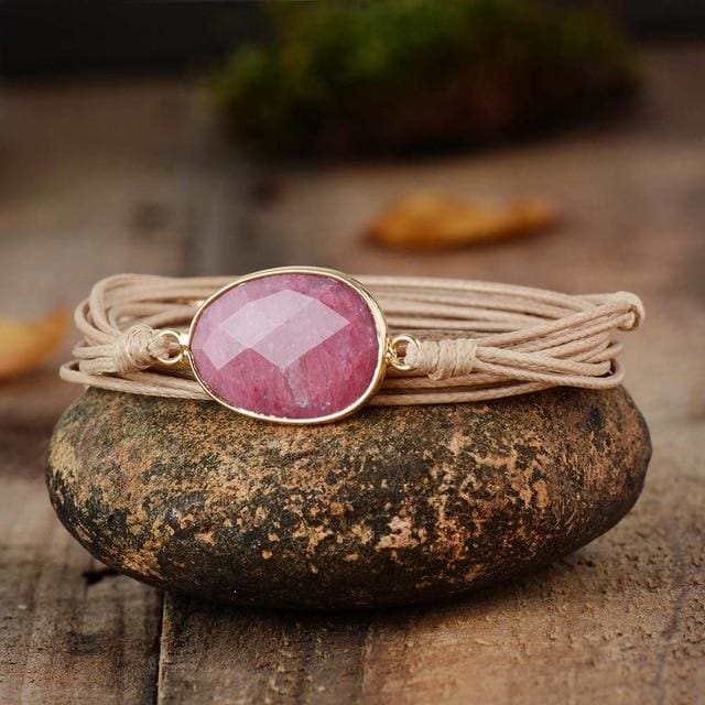 Bracelet amour en rhodonite - Bracelet avec pierre Rhodonite