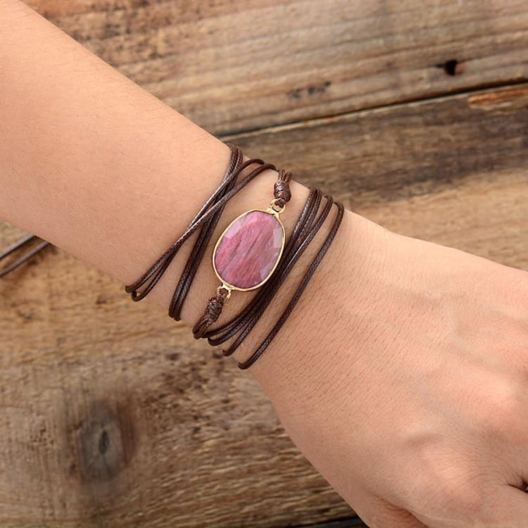 Bracelet amour en rhodonite - Bracelet en pierre Rhodonite