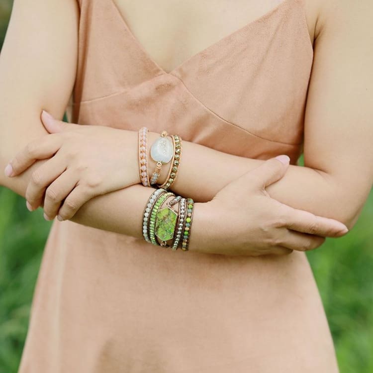 Bracelet apaisant en 3 pierres vertes - Bracelet en pierre verte