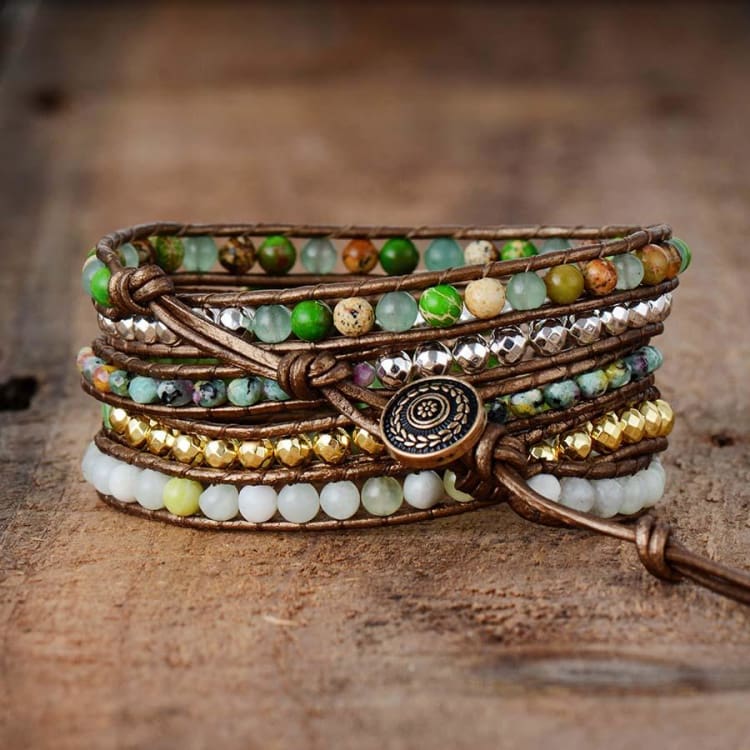 Bracelet apaisant en 3 pierres vertes - Bracelet avec pierre verte
