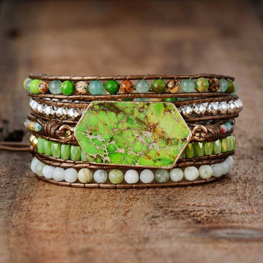 Bracelet apaisant en 3 pierres vertes - Bracelet