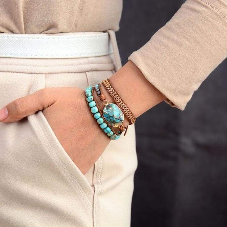 Beruhigendes Armband aus türkisfarbenem Stein - Armband