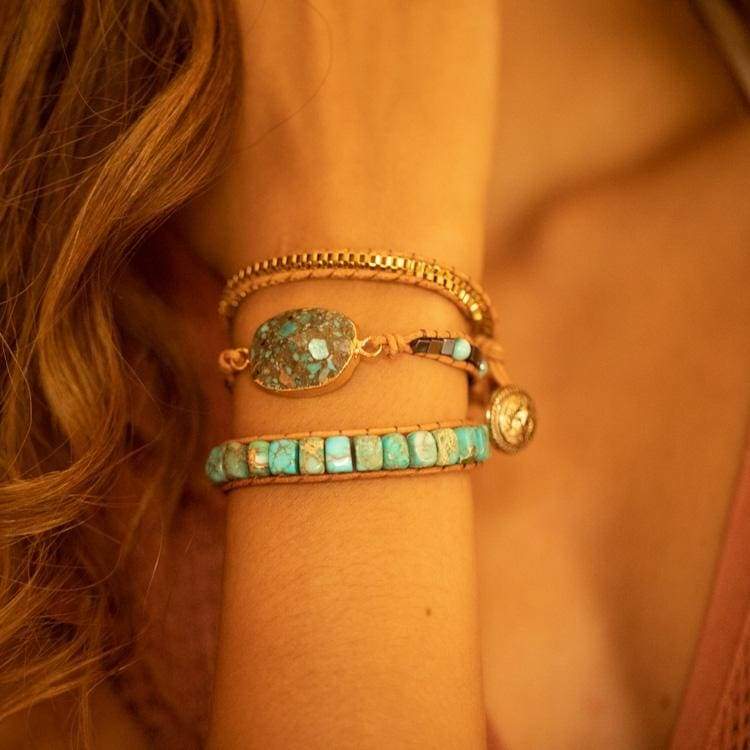 Bracelet apaisant en pierre de turquoise - Collier