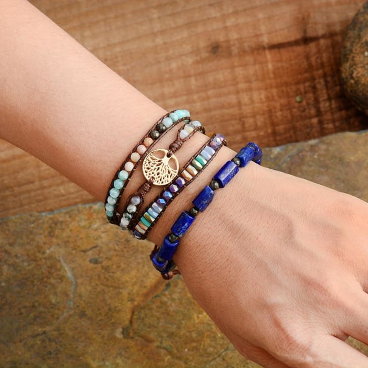 Bracelet arbre de vie en pierre mixte - Bracelet arbre de vie avec pierre
