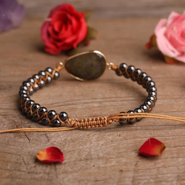Bracelet ’Aurore Boréale’ en Hématite et Labradorite - bracelet