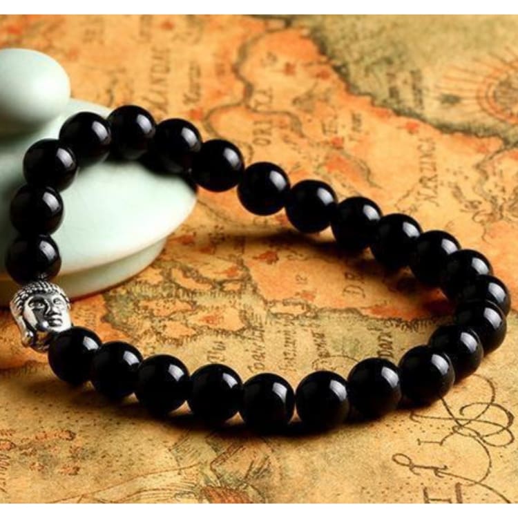 Bracelet Bouddha - 3 choix de pierres - Obsidienne - Bracelet