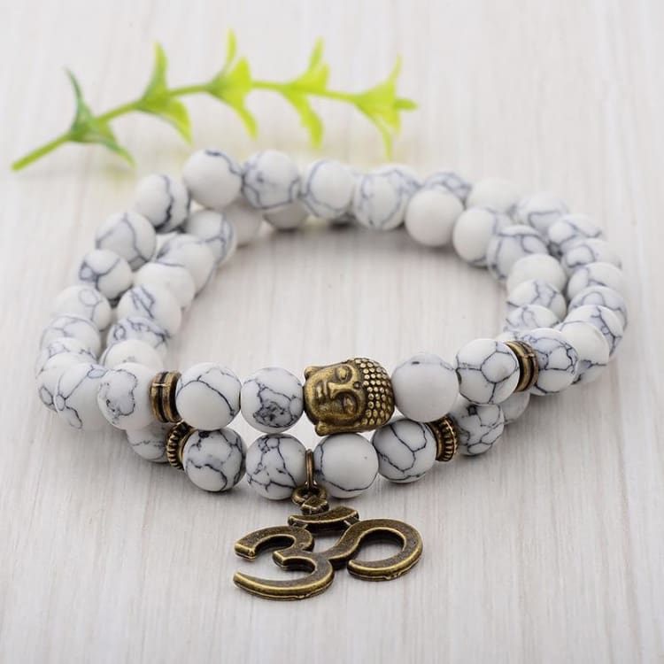 Bracelet Bouddha en il de Tigre ou Howlite - Bracelet pierre