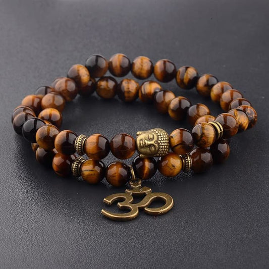 Bracelet Bouddha en il de Tigre ou Howlite - Bracelet