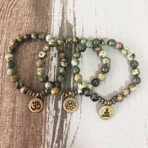 Bracelet Bouddha En Turquoise Africaine - Les 3 / 18Cm - Bracelet