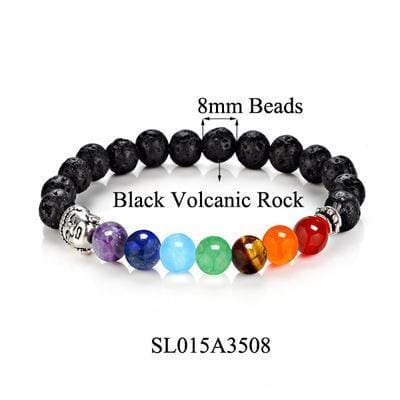 Bracelet Bouddha Les 7 Chakras - Noir - Bracelet