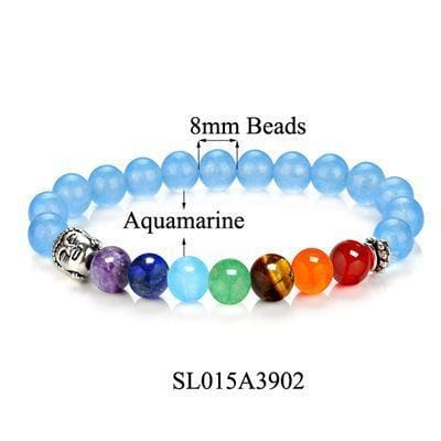 Bracelet Bouddha Les 7 Chakras - Bleu Clair - Bracelet