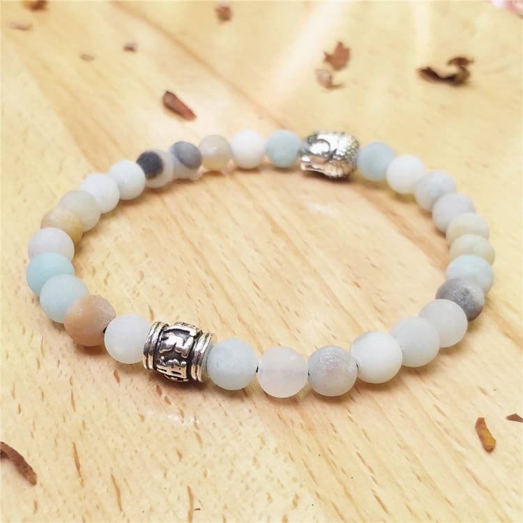 Bracelet bouddhiste tibétain avec perles d’amazonite zen - Bracelet
