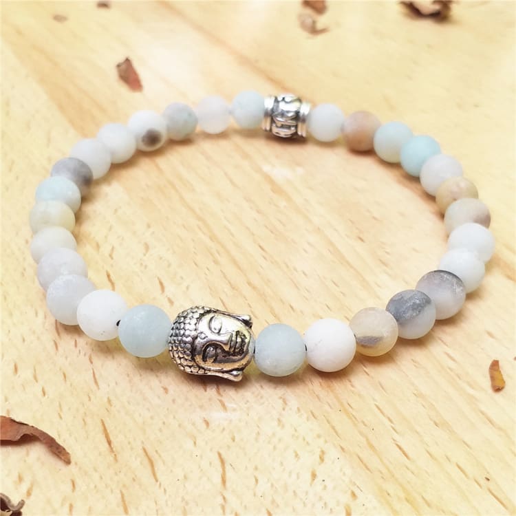 Bracelet bouddhiste tibétain avec perles d’amazonite zen - Bracelet