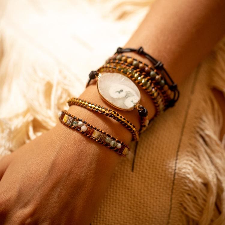 Bracelet clair de lune en agate blanche - Bracelet