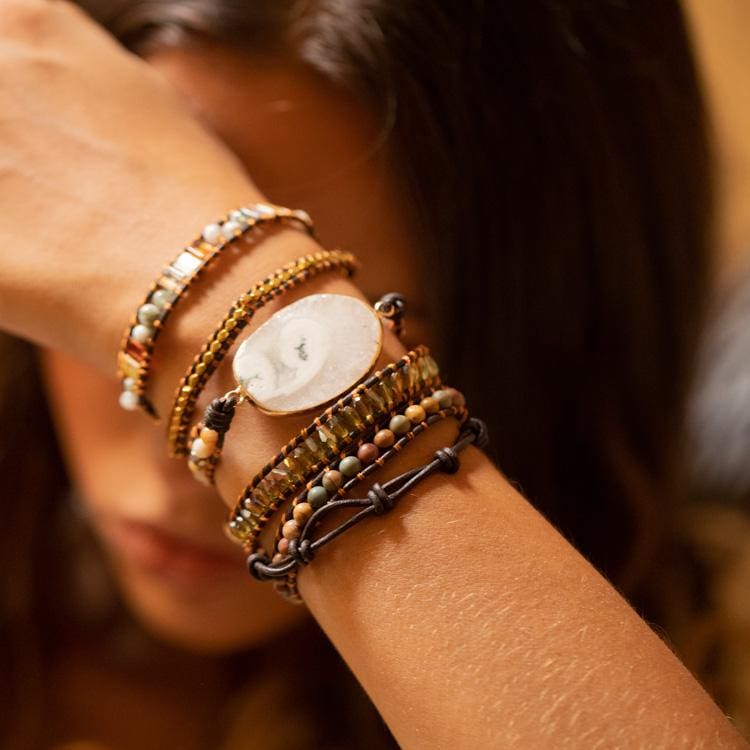 Bracelet clair de lune en agate blanche - Bracelet