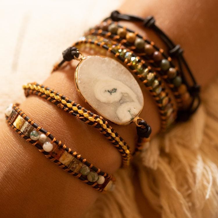 Bracelet clair de lune en agate blanche - Bracelet