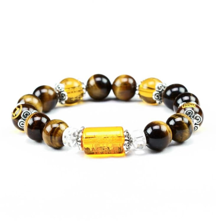 Bracelet de 6 mantras en oeil de tigre - Bracelet