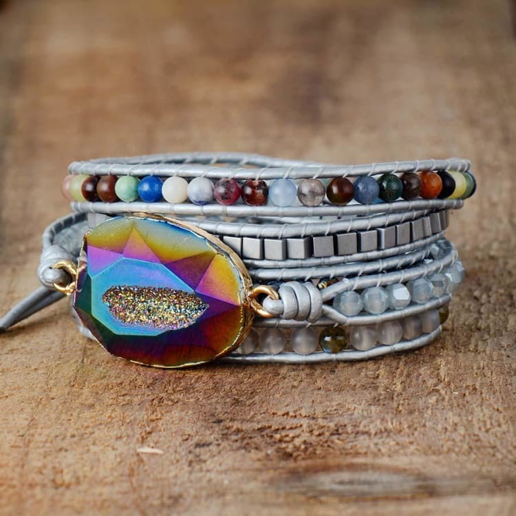 Bracelet de bonheur en quartz arc-en-ciel - Bracelet en quartz