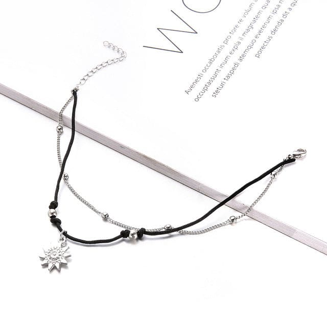 Bracelet de cheville 2 pièces avec pendentif soleil - Bracelet