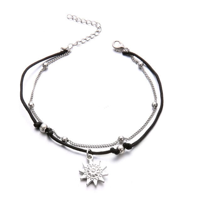 Bracelet de cheville 2 pièces avec pendentif soleil - Bracelet