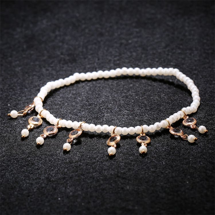 Bracelet de cheville avec perles et pendentifs en cristal - Bracelet