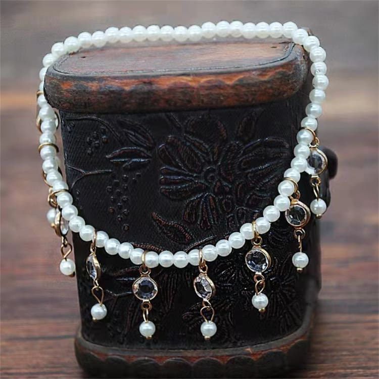 Bracelet de cheville avec perles et pendentifs en cristal - Bracelet
