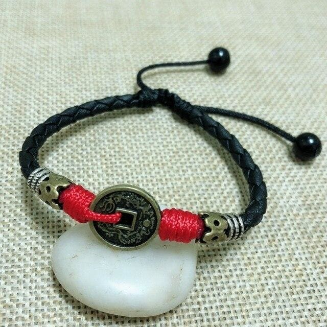 Bracelet de cheville bonne aventure Tibétains - Noir et Rouge - Bracelet