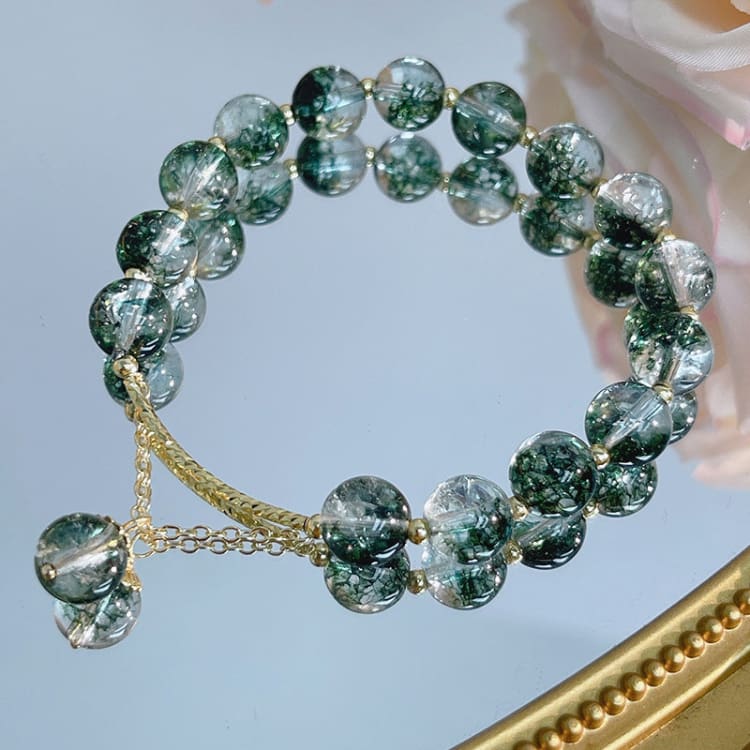 Bracelet de cheville en cristaux verts naturels - Bracelet