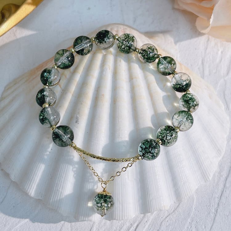 Bracelet de cheville en cristaux verts naturels - Bracelet