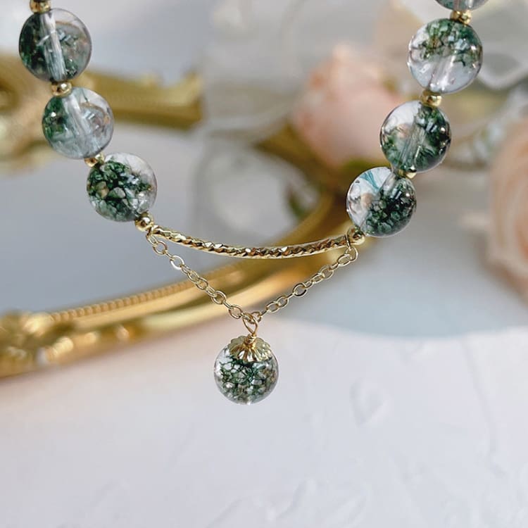Bracelet de cheville en cristaux verts naturels - Bracelet