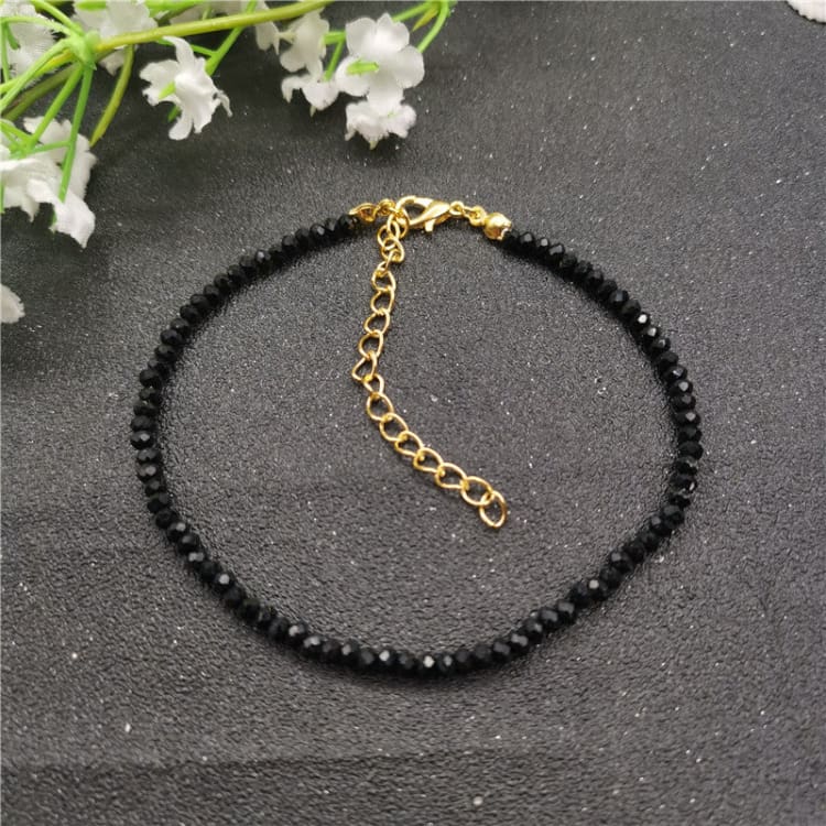Bracelet de cheville en perles de cristal pour femme - Or - Bracelet