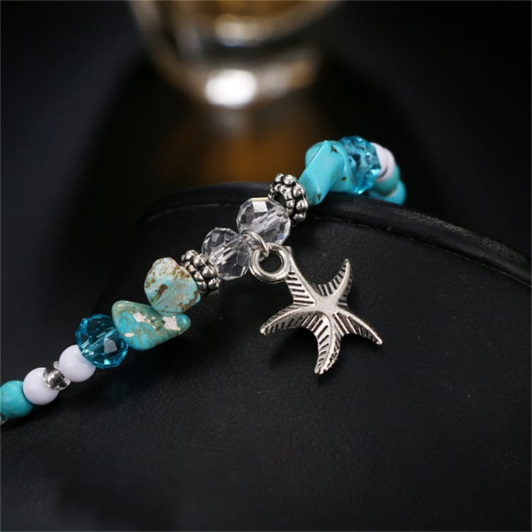 Bracelet de cheville étoile de mer en turquoise