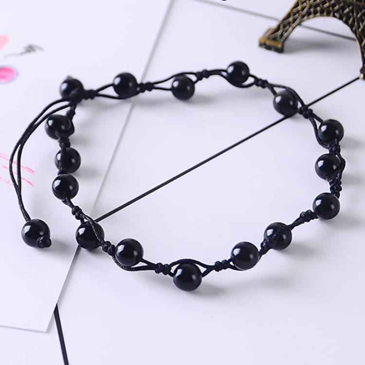 Bracelet de Cheville Evasion Spirituelle - Bracelet pierre obsidienne