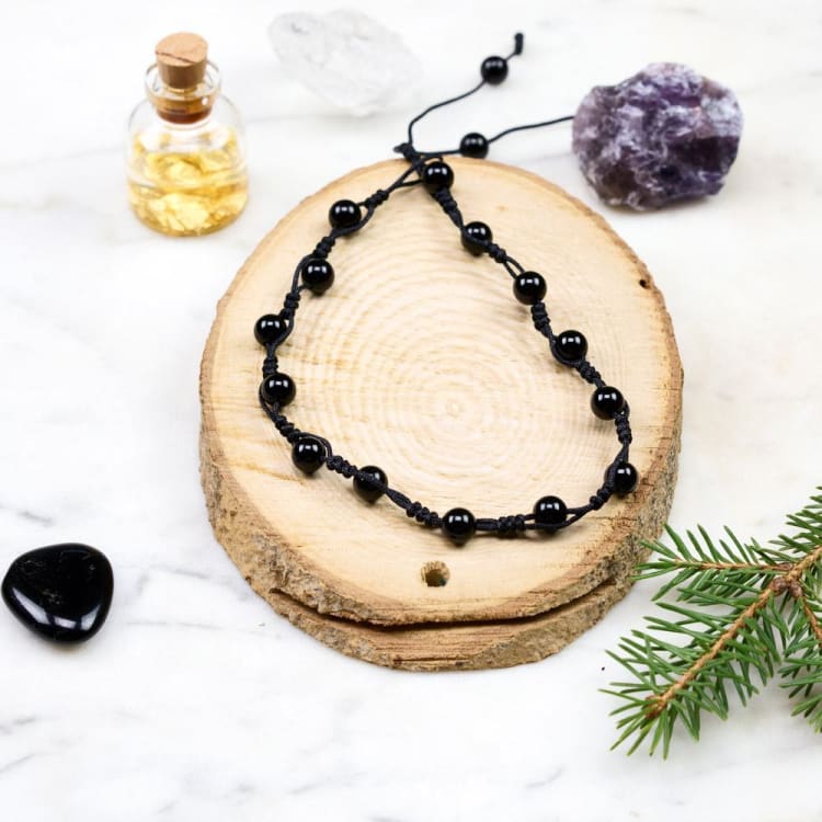 Bracelet de Cheville Evasion Spirituelle - Bracelet obsidienne