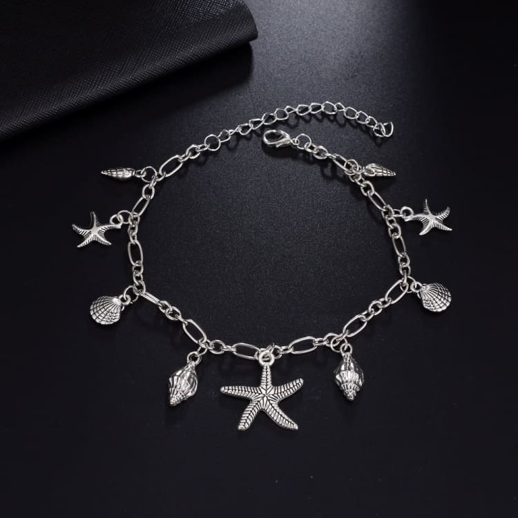 Bracelet de cheville vintage avec pendentif étoile de mer et coquillage - Bracelet