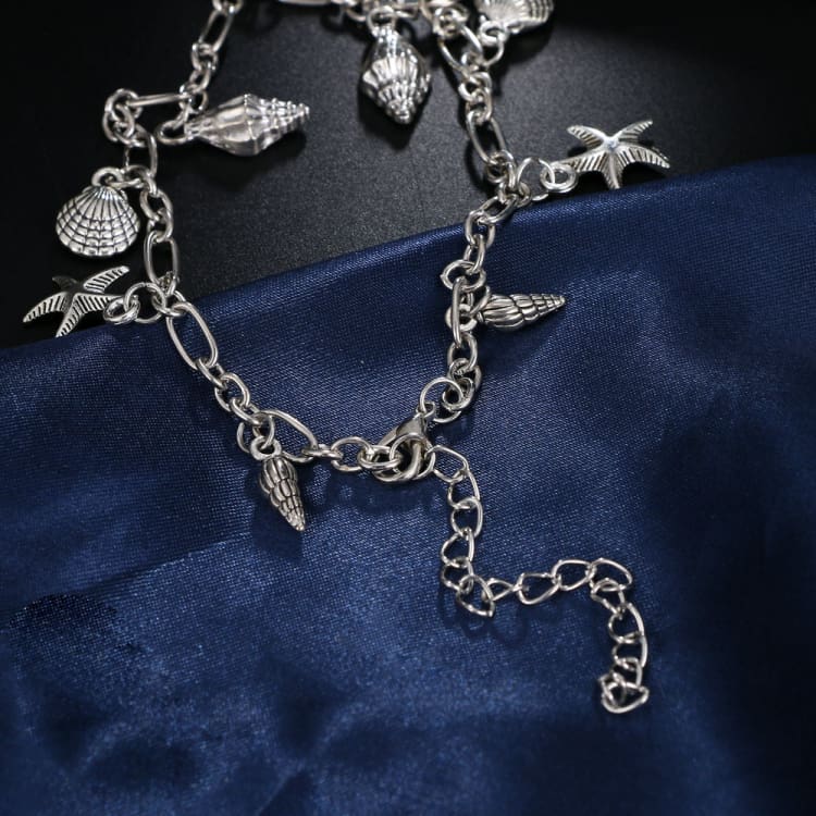 Bracelet de cheville vintage avec pendentif étoile de mer et coquillage - Bracelet