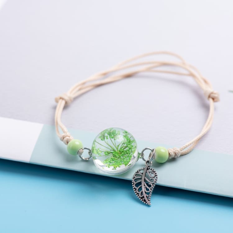 Bracelet de la fleur éternel de cristal - Explosion florale verte