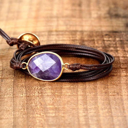 Bracelet de la Paix intérieure en Améthyste - Noir - Bracelet