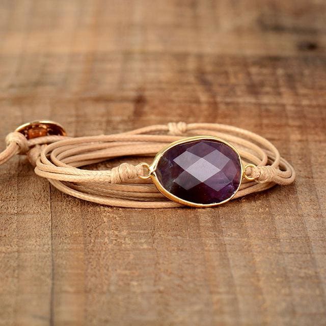 Bracelet de la Paix intérieure en Améthyste - Beige - Bracelet