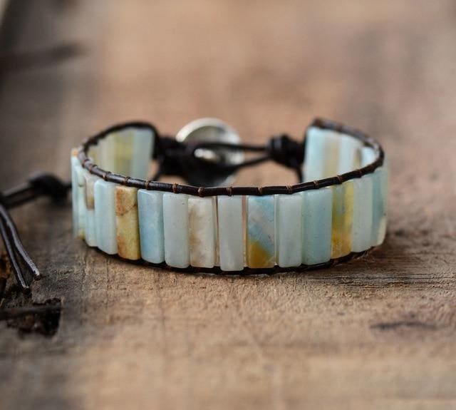 Bracelet de la Tranquilité en Amazonite - Cordelette effet mat - Bracelet